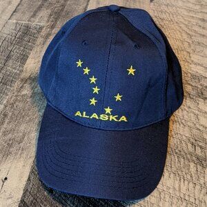 Alaska State Flag Hat Polyester Strapback Baseball Cap Navy Blue
